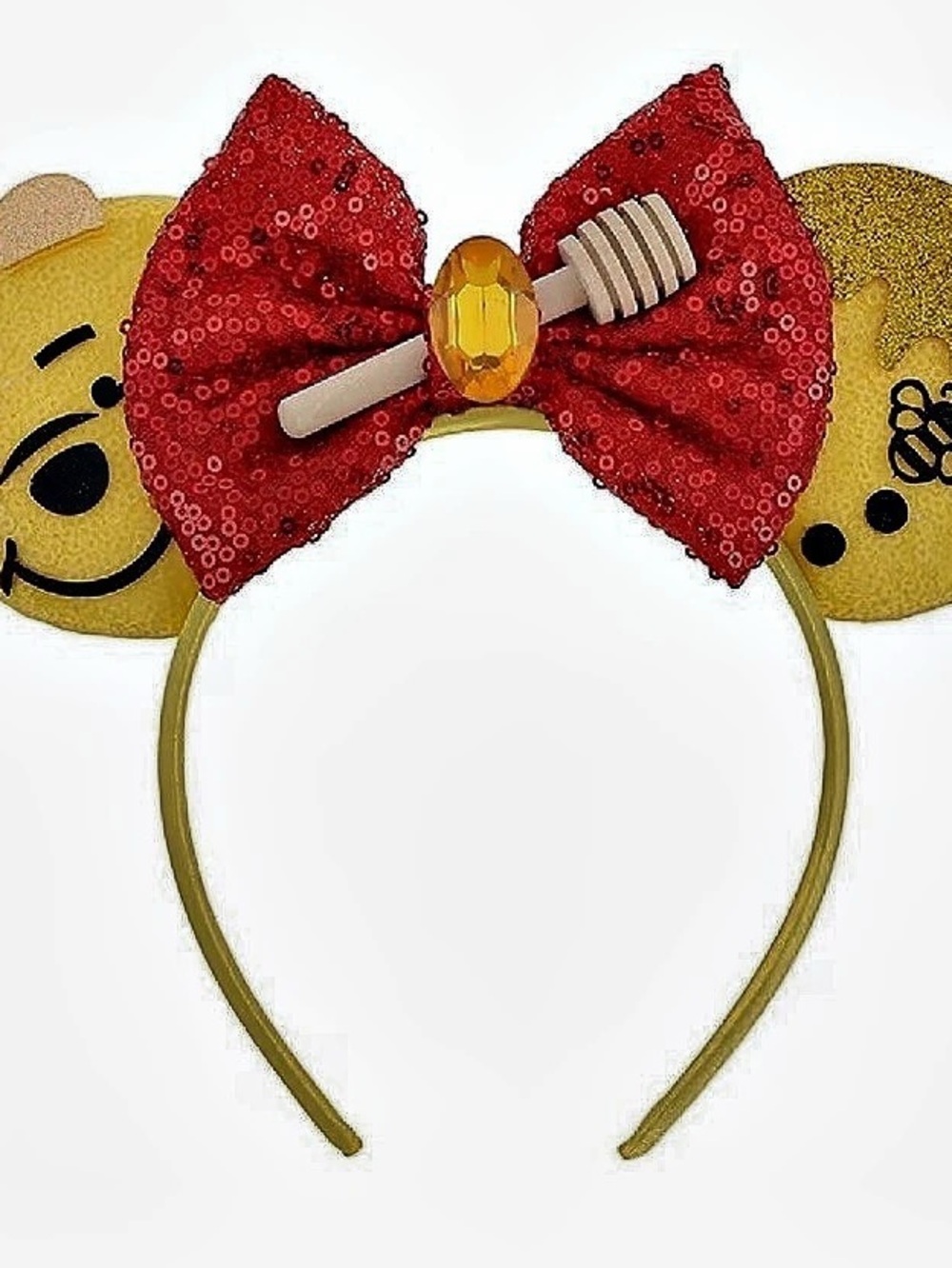 Disney Winnie the Pooh Red Sequin Bow Ear Headband Yellow & Red